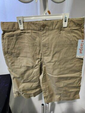 Boys' Flat Front Uniform Chino Shorts - Cat & Jack™ Dark Khaki size 16